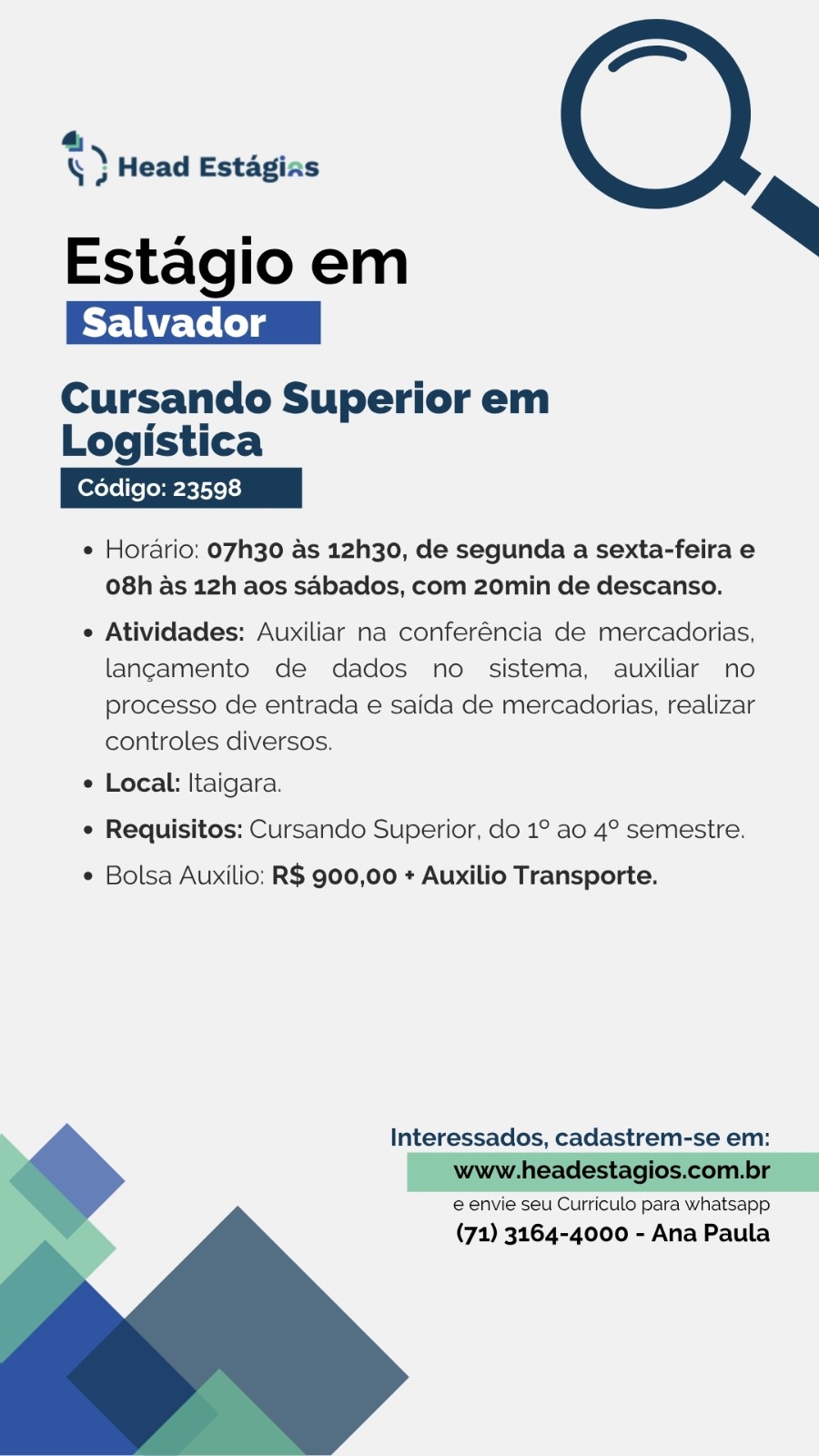 Estágio em Logística em Salvador