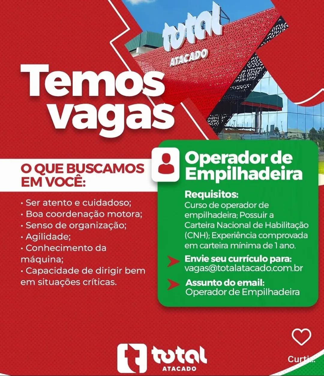 Vaga para Operador de Empilhadeira