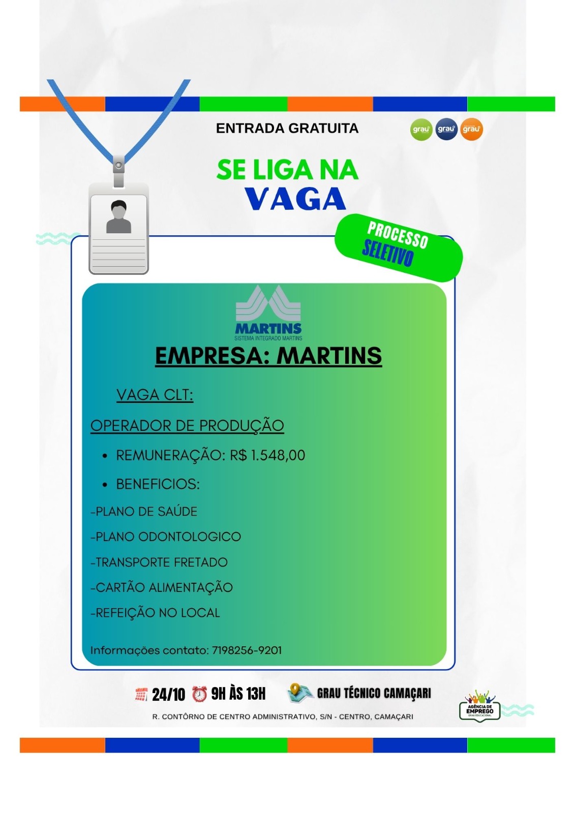 vaga operador de produção Camaçari