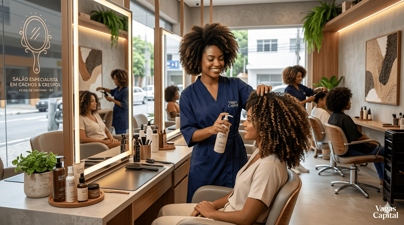 Vaga para Auxiliar de Cabeleireira em Feira de Santana: Especialista em Cachos e Crespos
