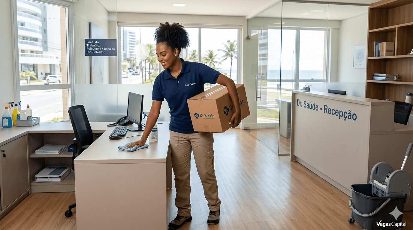 Vaga de Auxiliar de Serviços Gerais em Salvador: Salário de R$ 1.621 e Benefícios