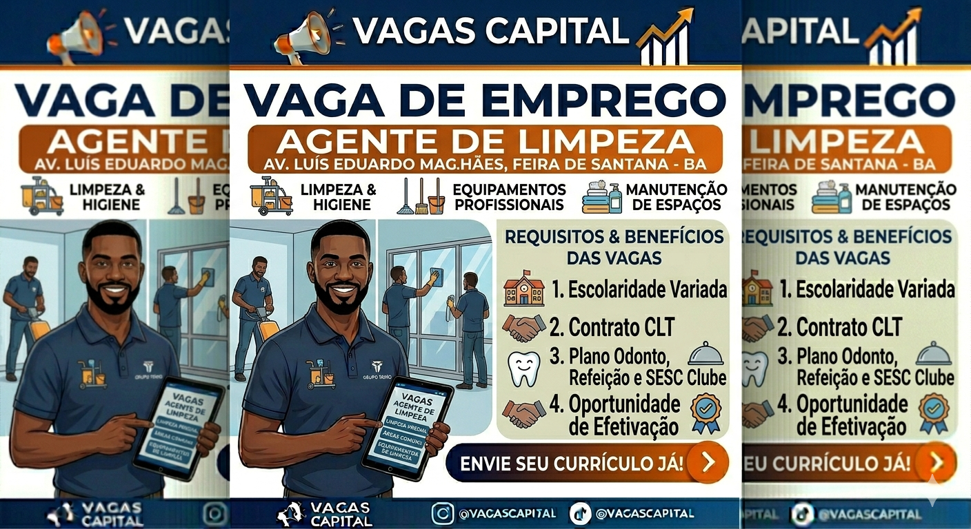Vagas de Emprego em Feira de Santana: Agente de Limpeza