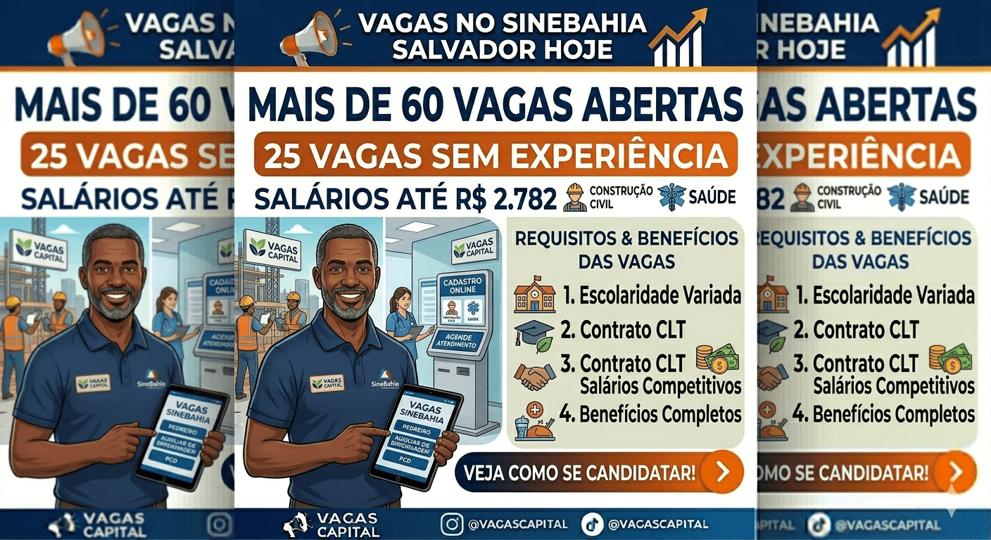SineBahia Salvador: Vagas para Hoje, 09 de Abril