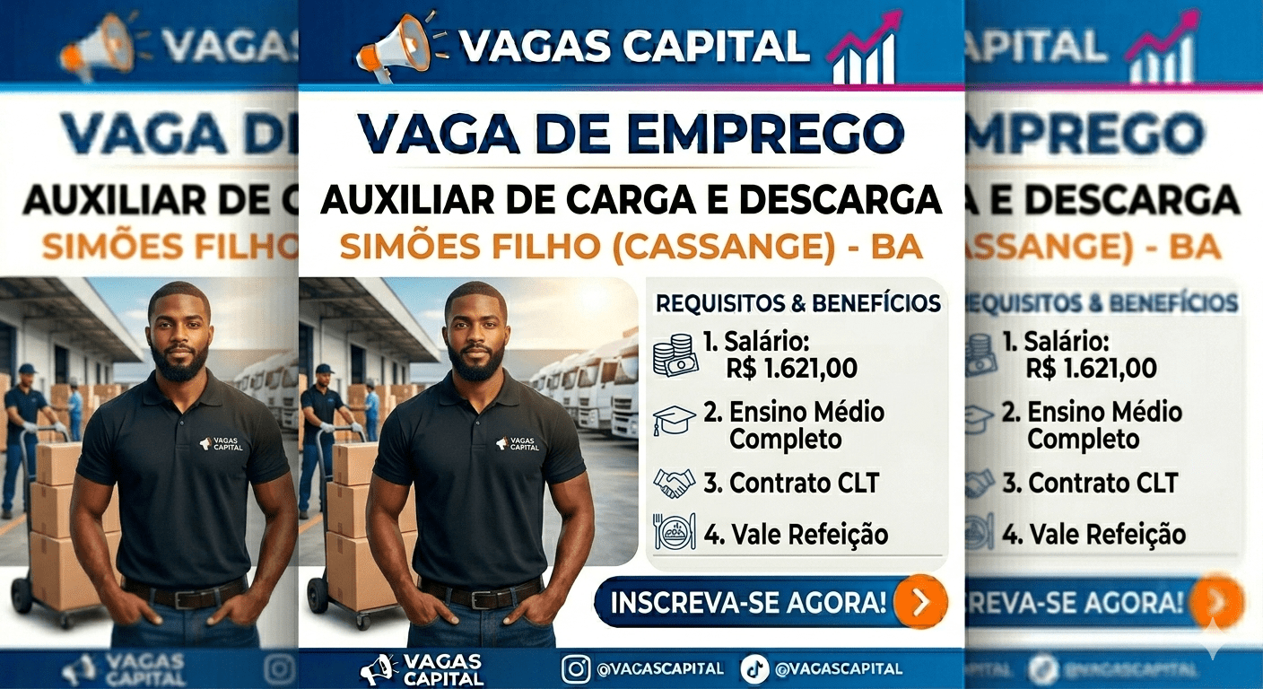 Emprego em Simões Filho: Auxiliar de Carga e Descarga