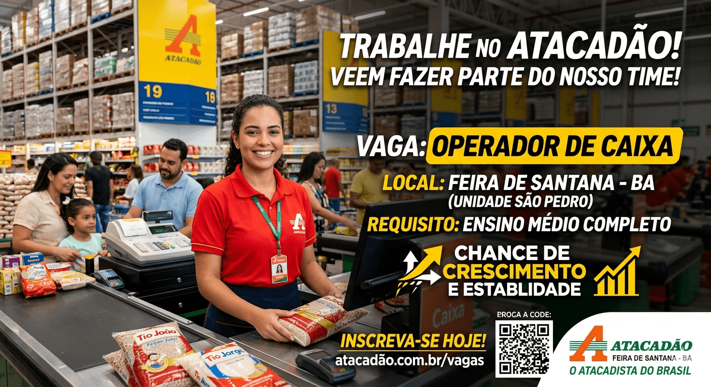 Emprego no Atacadão Feira de Santana: Operador de Caixa